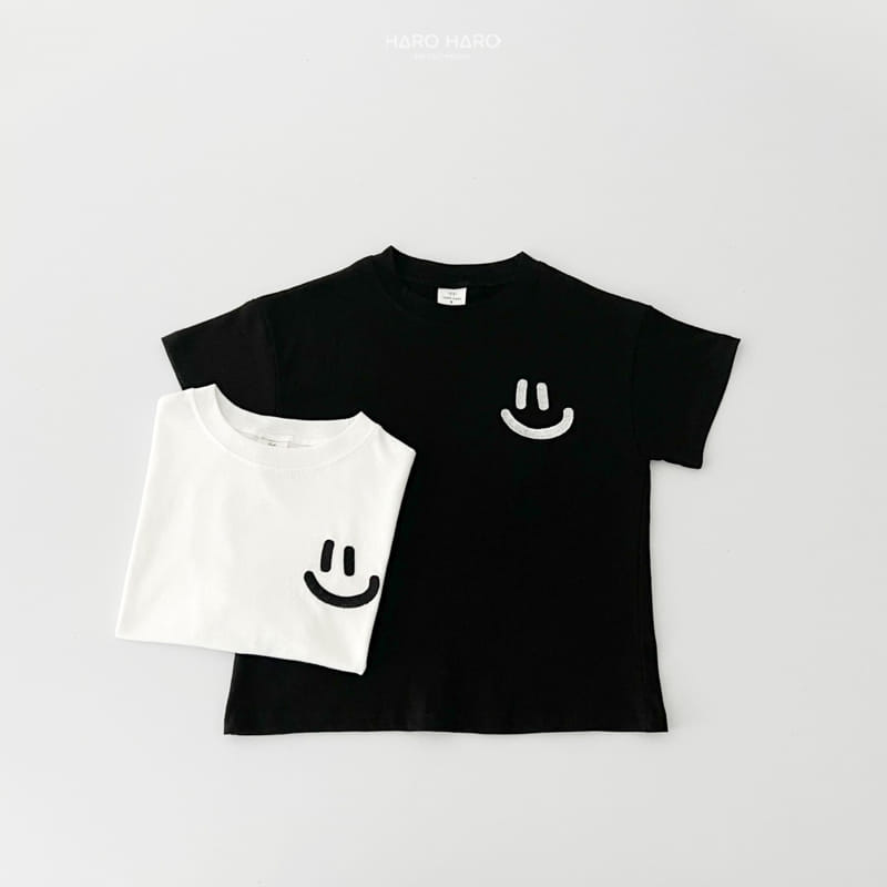 Haro Haro - Korean Children Fashion - #kidsshorts - Smile Embroidery Short Sleeve Tee - 6