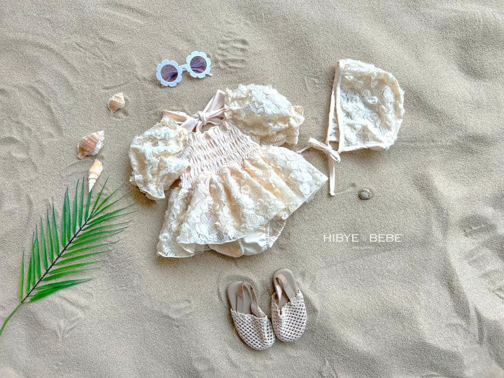 Hi Byebebe - Korean Baby Fashion - #babyootd - Rose Lace Swim Suit Set - 2