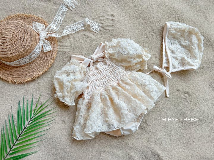 Hi Byebebe - Korean Baby Fashion - #babyoutfit - Rose Lace Swim Suit Set - 3