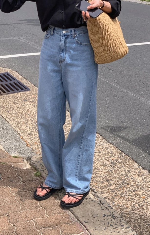 I'm here - Korean Women Fashion - #shopsmall - 829 Unick Light Denim Wide Pants