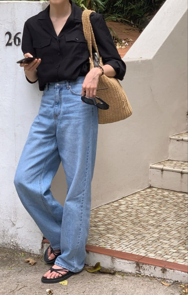 I'm here - Korean Women Fashion - #womensfashion - 829 Unick Light Denim Wide Pants - 5