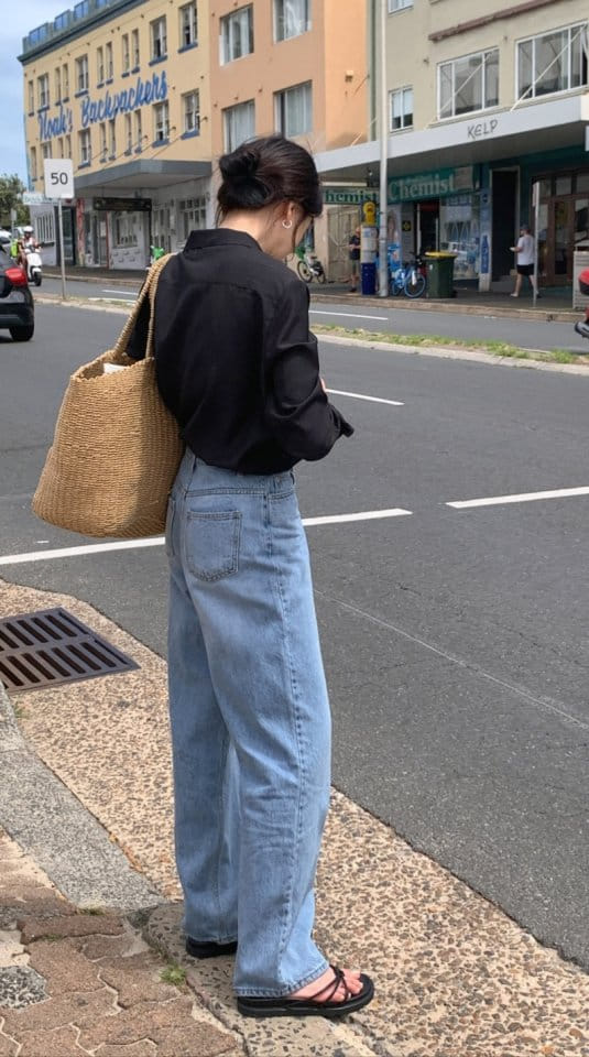 I'm here - Korean Women Fashion - #womensfashion - 829 Unick Light Denim Wide Pants - 7