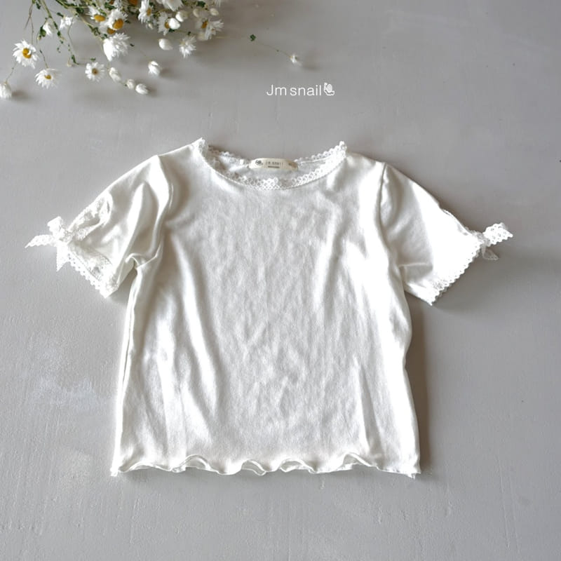 Jm Snail - Korean Children Fashion - #Kfashion4kids - Any Span Lace Ribbon Tee
