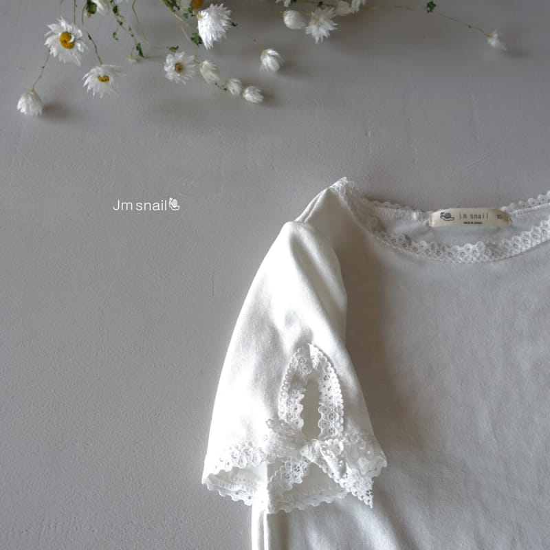 Jm Snail - Korean Children Fashion - #childofig - Any Span Lace Ribbon Tee - 6