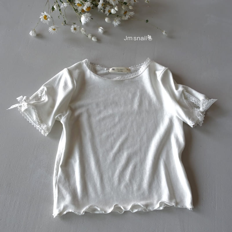 Jm Snail - Korean Children Fashion - #littlefashionista - Any Span Lace Ribbon Tee - 2