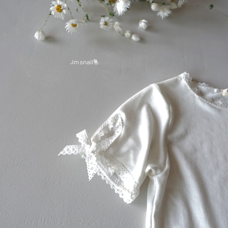 Jm Snail - Korean Children Fashion - #prettylittlegirls - Any Span Lace Ribbon Tee - 5