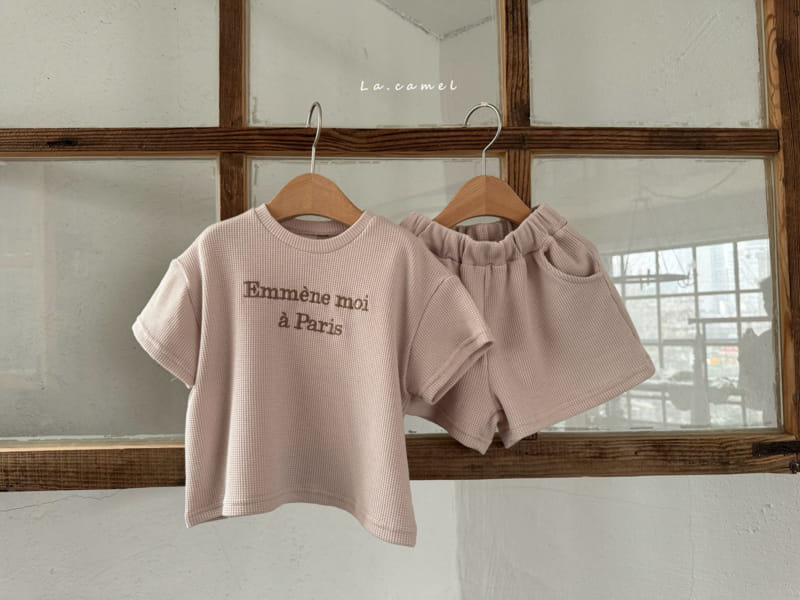 La Camel - Korean Children Fashion - #stylishchildhood - Moi Waffle Top Bottom Set - 3