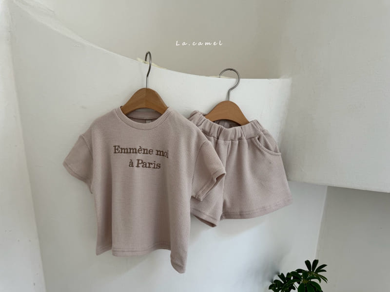 La Camel - Korean Children Fashion - #todddlerfashion - Moi Waffle Top Bottom Set