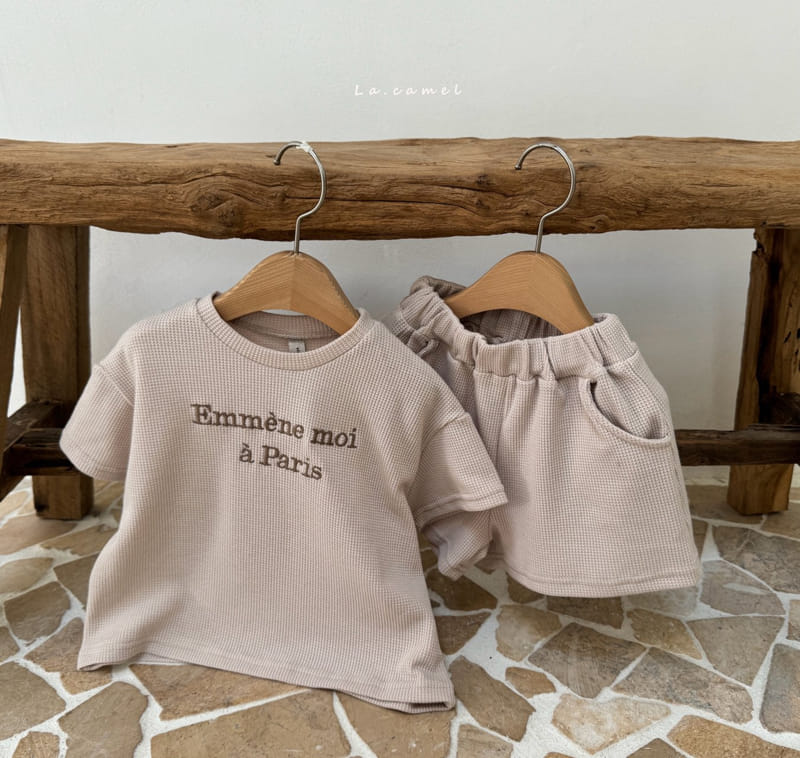 La Camel - Korean Children Fashion - #toddlerclothing - Moi Waffle Top Bottom Set - 2