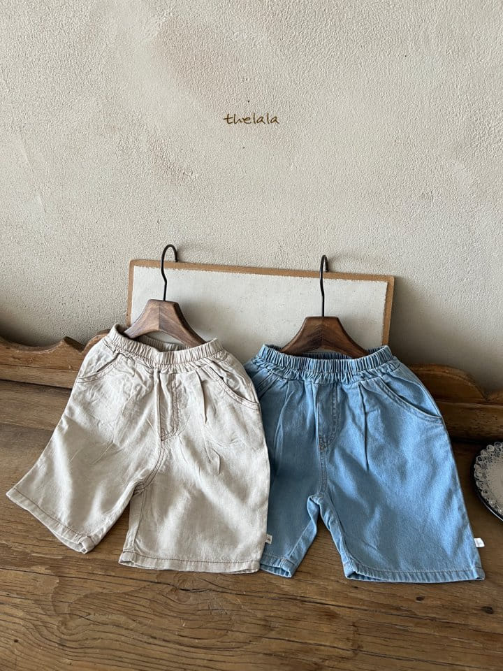 Lala - Korean Children Fashion - #childofig - Linen Denim Cropped Shorts
