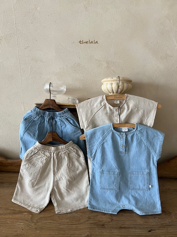 Lala - Korean Children Fashion - #childrensboutique - Linen Denim Cropped Shorts - 4