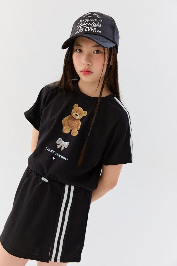 Lilas - Korean Children Fashion - #kidzfashiontrend - Bear Ribbon Top Bottom Set - 3