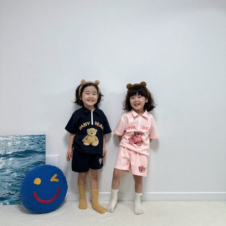 Little Rabbit - Korean Children Fashion - #childofig - Collar Bear Top Bottom Set - 3