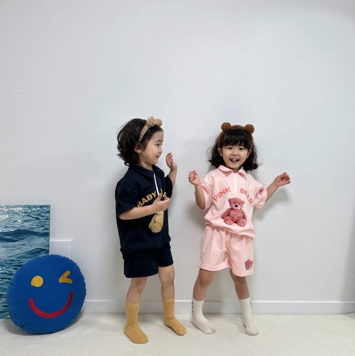 Little Rabbit - Korean Children Fashion - #childofig - Collar Bear Top Bottom Set - 4