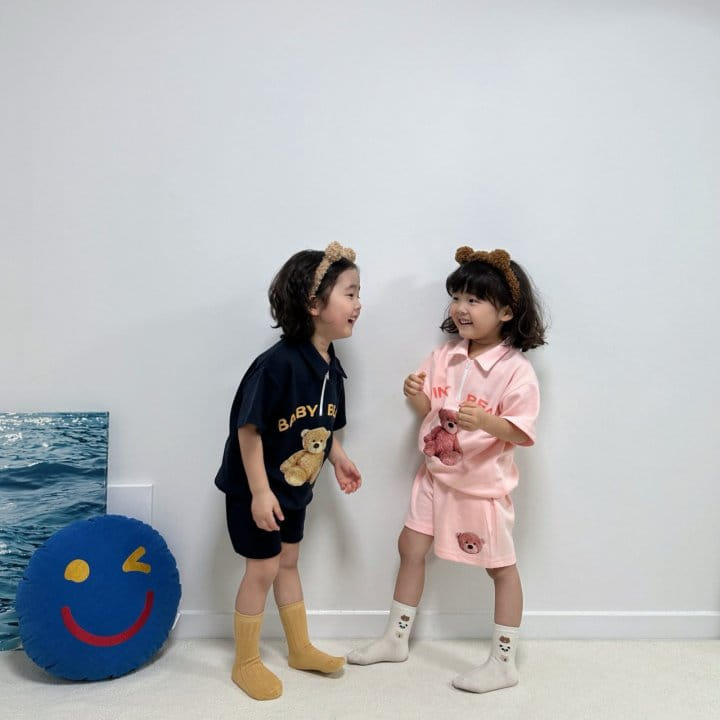 Little Rabbit - Korean Children Fashion - #designkidswear - Collar Bear Top Bottom Set - 6