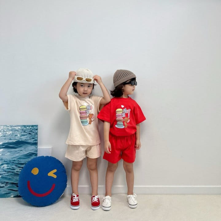 Little Rabbit - Korean Children Fashion - #minifashionista - Macaroon Top Bottom Set - 2