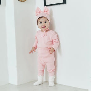 Littletini - Korean Baby Fashion - #onlinebabyshop - Ribonbon Top Bottom Set
