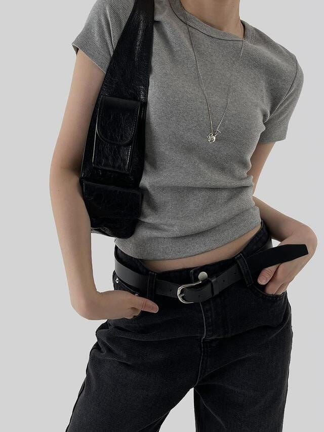 Lowell - Korean Women Fashion - #momslook - Hoose Rib Short Sleeve Tee - 4