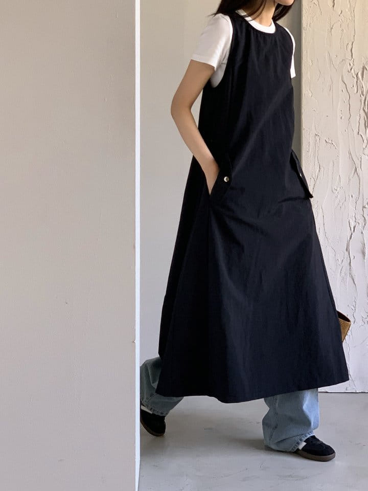 Lowell - Korean Women Fashion - #momslook - Touch Buckle Long One-Piece - 4