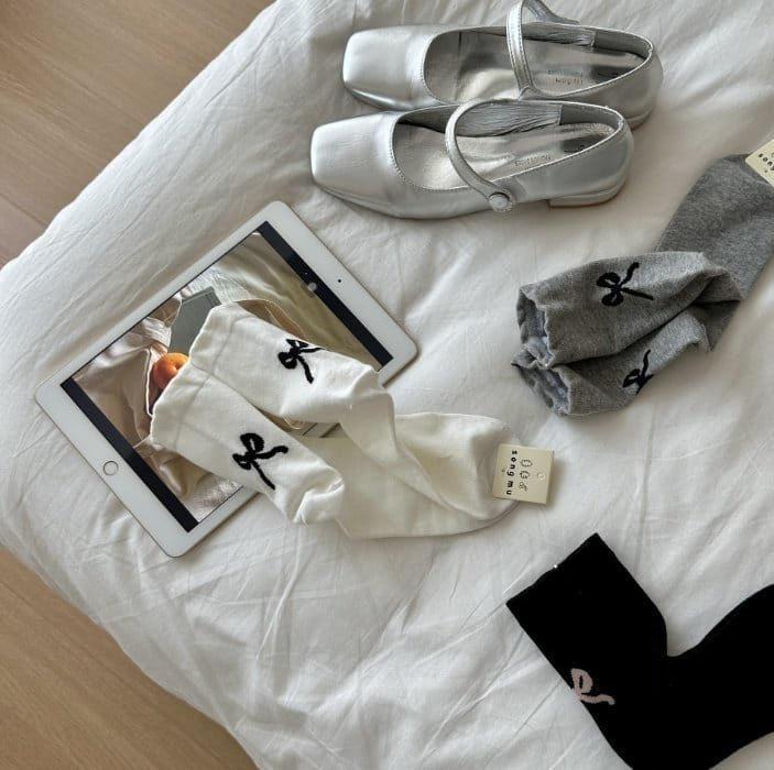 Miso - Korean Children Fashion - #discoveringself - Adult Back Ribbon Socks - 4