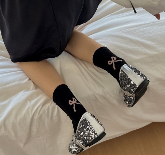 Miso - Korean Children Fashion - #kidsshorts - Adult Back Ribbon Socks - 5