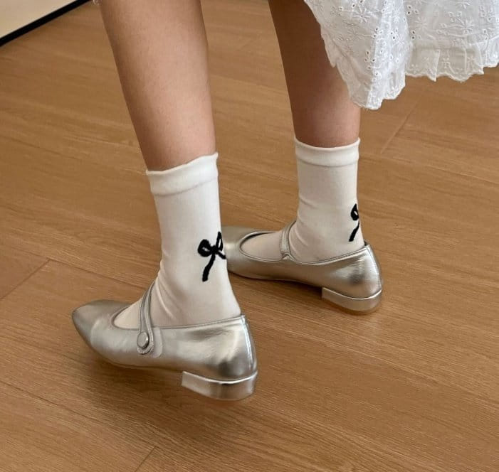 Miso - Korean Children Fashion - #kidsstore - Adult Back Ribbon Socks - 6