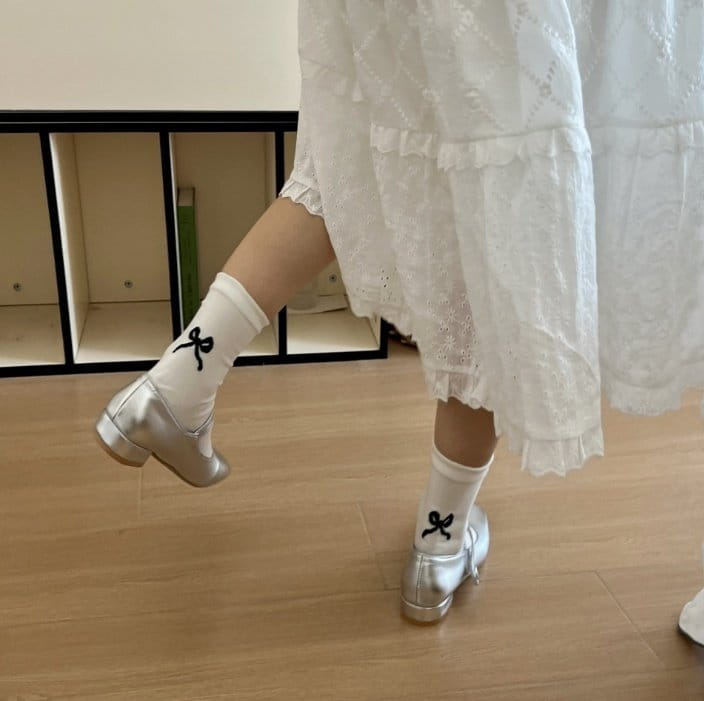 Miso - Korean Children Fashion - #kidzfashiontrend - Adult Back Ribbon Socks - 7