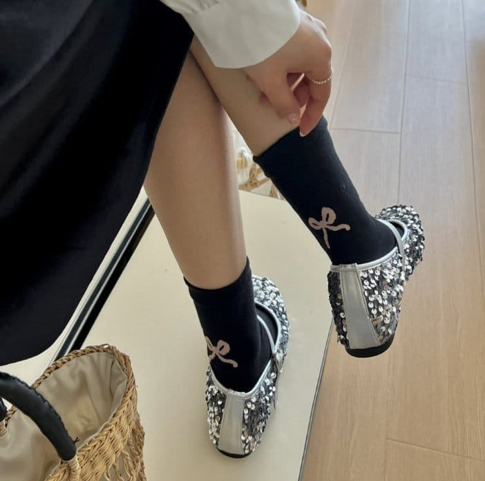 Miso - Korean Children Fashion - #littlefashionista - Adult Back Ribbon Socks - 9