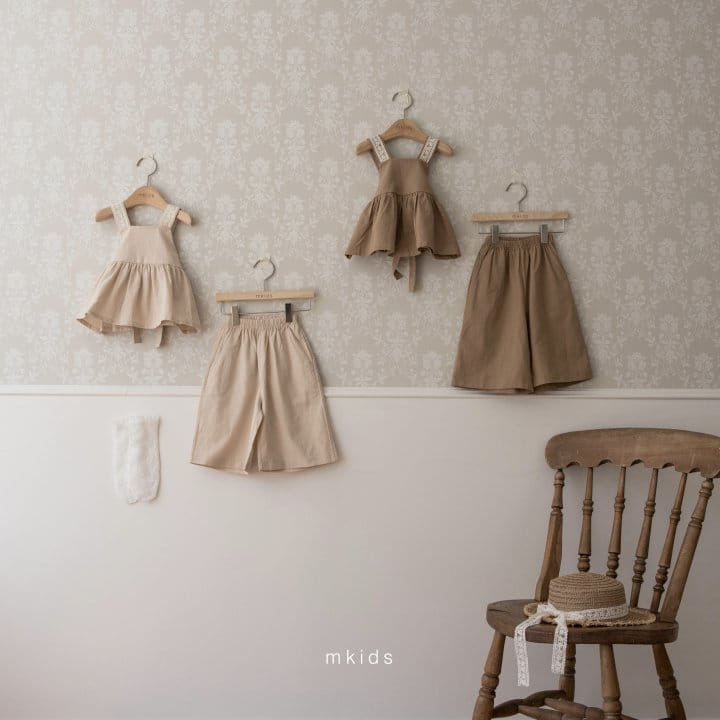 Mkids - Korean Baby Fashion - #babyoninstagram - Linen Lace Top Bottom Set - 6