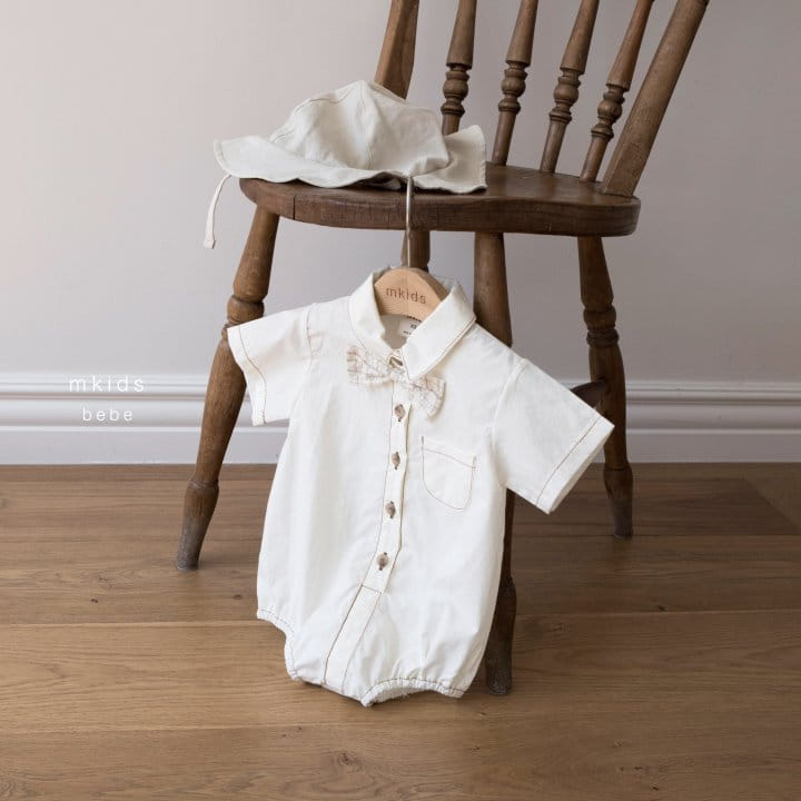Mkids - Korean Baby Fashion - #babyootd - Cream Vest Tie Body Suit - 4
