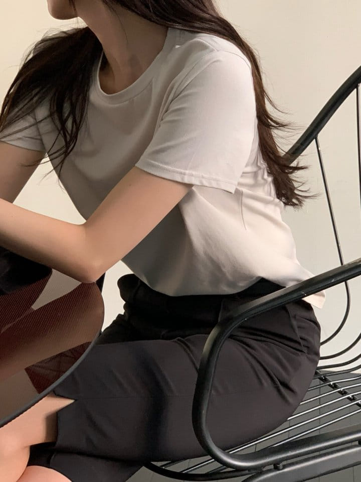 Moani - Korean Women Fashion - #momslook - Row Back Line Half Sleeve tee - 6