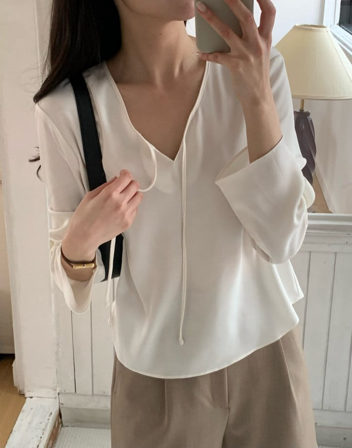 Moani - Korean Women Fashion - #momslook - silky string blouse - 8