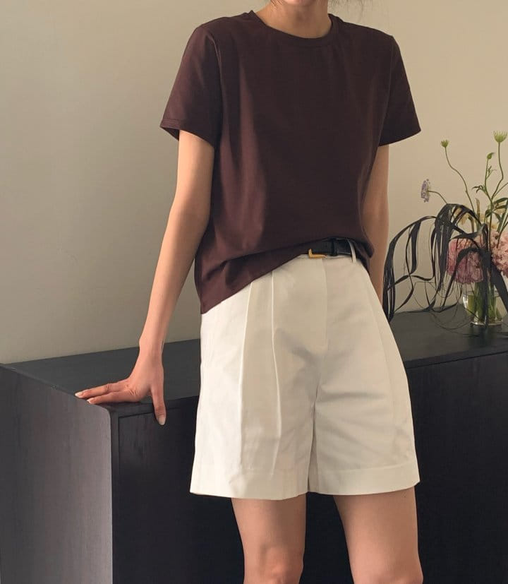Moani - Korean Women Fashion - #momslook - Row Back Line Half Sleeve Tee - 8