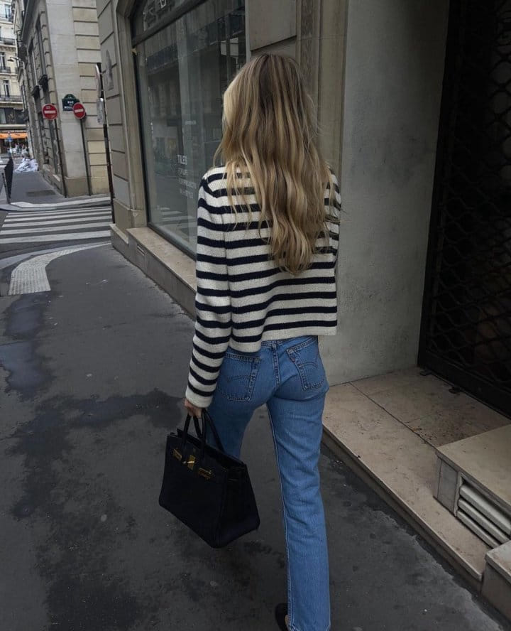 Moani - Korean Women Fashion - #momslook - French Stripe Knit Cardigan - 9