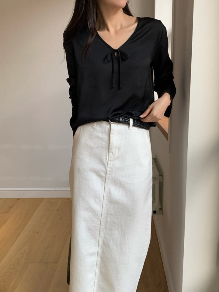 Moani - Korean Women Fashion - #womensfashion - silky string blouse - 2
