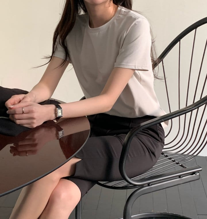 Moani - Korean Women Fashion - #womensfashion - Row Back Line Half Sleeve Tee - 5