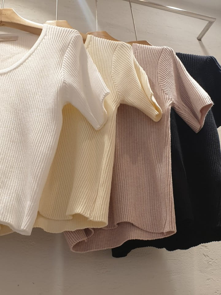 Moirai - Korean Women Fashion - #womensfashion - Round Short Sleeve Rib Tee - 3
