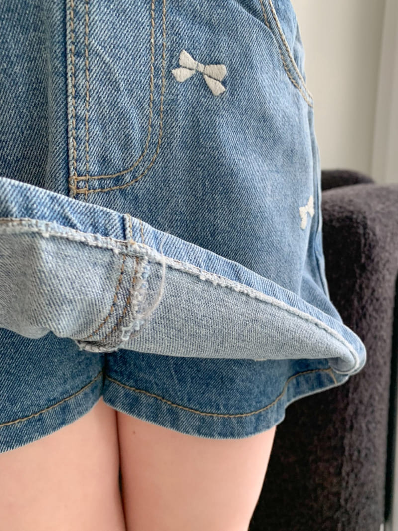 Momo Ann - Korean Children Fashion - #childrensboutique - Ribbon Denim Skirt - 7