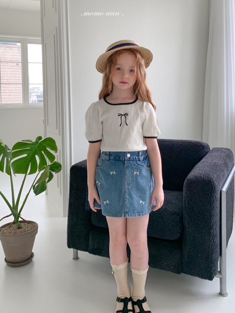 Momo Ann - Korean Children Fashion - #designkidswear - Ribbon Denim Skirt - 8
