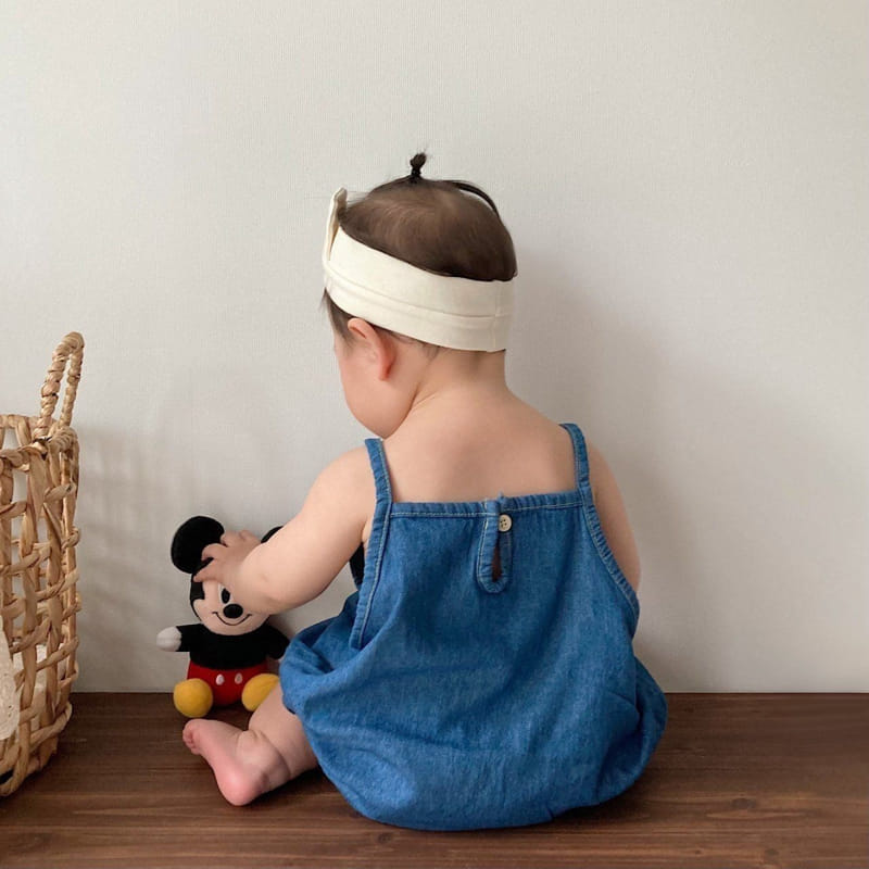 Moran - Korean Baby Fashion - #babyboutique - Hello Denim Sleeveless Body Suit - 6
