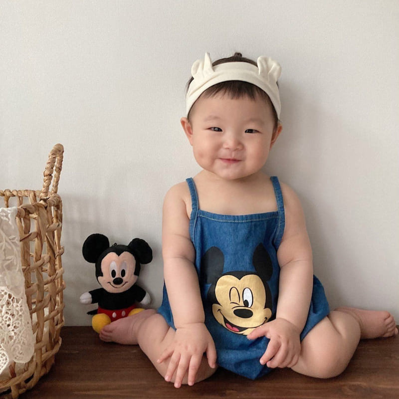 Moran - Korean Baby Fashion - #babyclothing - Hello Denim Sleeveless Body Suit - 8