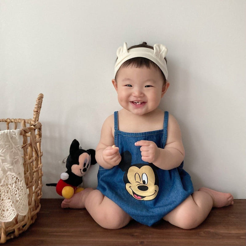 Moran - Korean Baby Fashion - #babyfashion - Hello Denim Sleeveless Body Suit - 9