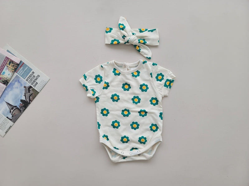 Moran - Korean Baby Fashion - #babyfever - Mon Mon Flower Body Suit Set - 3