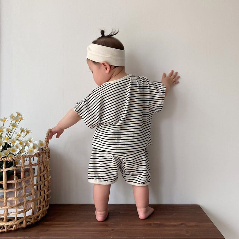 Moran - Korean Baby Fashion - #babyoninstagram - Mono Heart Bebe Top Bottom Set - 5