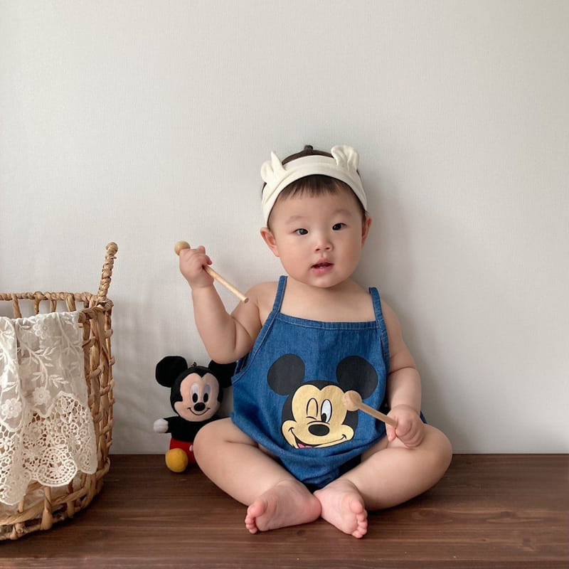 Moran - Korean Baby Fashion - #babywear - Hello Denim Sleeveless Body Suit - 2