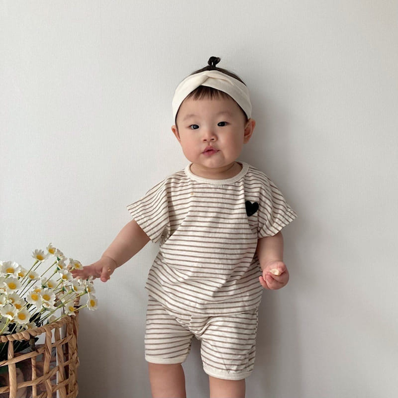 Moran - Korean Baby Fashion - #babywear - Mono Heart Bebe Top Bottom Set - 9