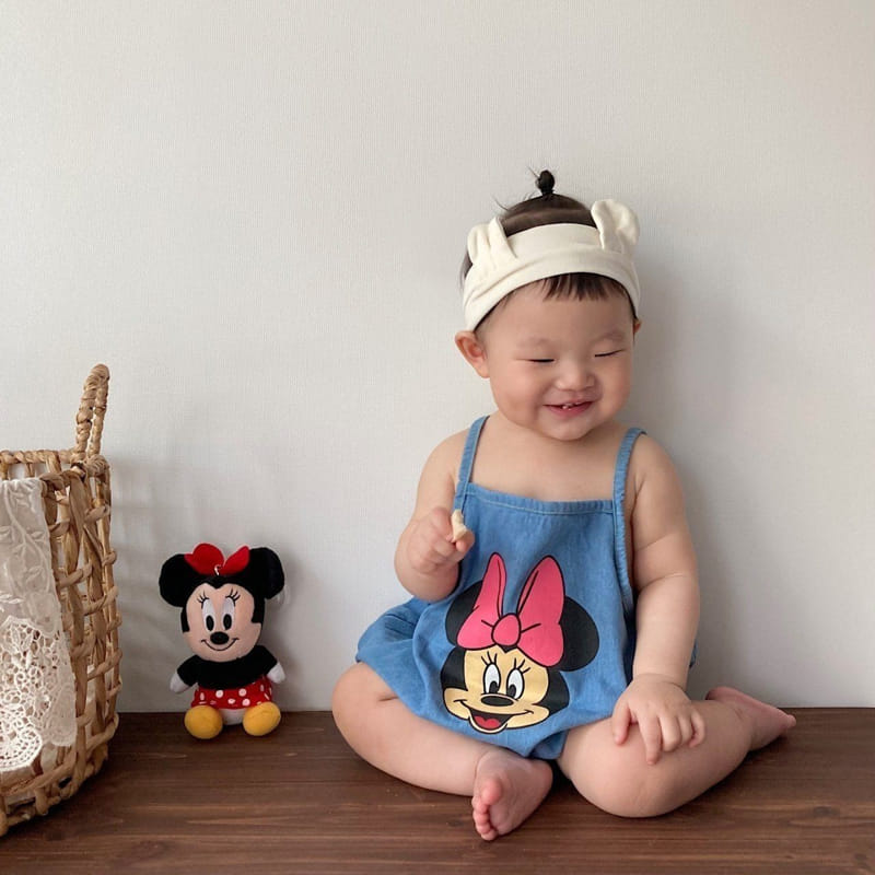 Moran - Korean Baby Fashion - #onlinebabyboutique - Hello Denim Sleeveless Body Suit - 3