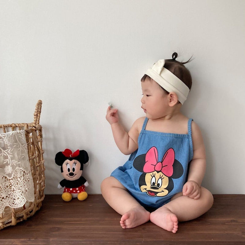 Moran - Korean Baby Fashion - #onlinebabyboutique - Hello Denim Sleeveless Body Suit - 4