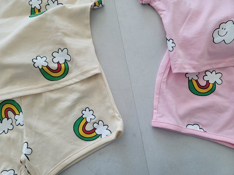 Moran - Korean Children Fashion - #Kfashion4kids - Rainbow Cloud Top Bottom Set - 4