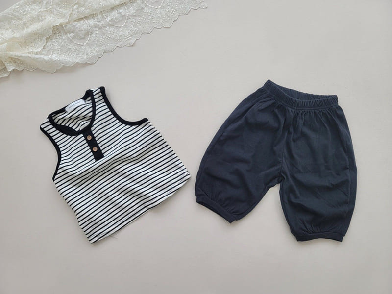 Moran - Korean Children Fashion - #littlefashionista - Mango Button Top Bottom Set - 2